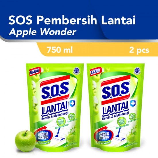 SOS Pembersih Lantai Apple Wonder Refill 750ml - 2pcs