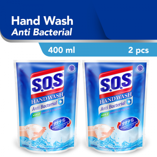 SOS Hand Soap Anti Bacterial Refill 400 ml / 2pcs