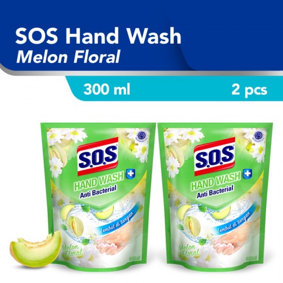 SOS Hand Soap Sabun Cuci Tangan Melon Hijau Refill 300 ML - 2pcs