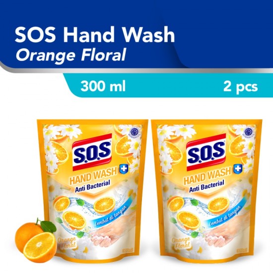 SOS Hand Soap Sabun Cuci Tangan Orange Refill 300 ml / 2pcs