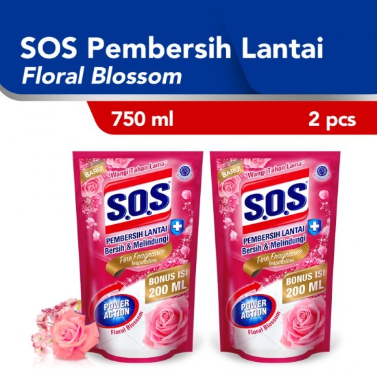 SOS Floral Breeze Refill Pembersih Lantai [750 mL] / 2 pcs